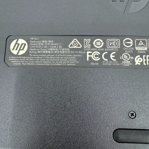 Hewlett Packard HP black USB wired QWERTY keyboard slim KBAR211 NEW - Picture 7 of 10